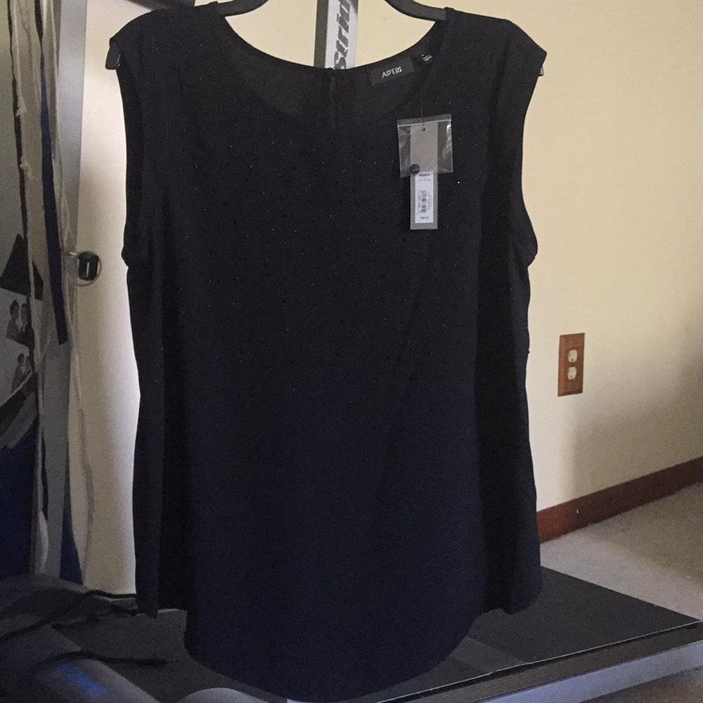 NWT Apt. 9 Black Bling Sleeveless Blouse M